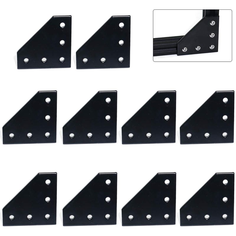 Boeray 10pcs 2020 Corner Bracket Plate Anodised L Shape 5 Hole 90 Degree Outside Joining Plate for 20 x 20mm Series Aluminum Extrusion Profile Black - Image 1